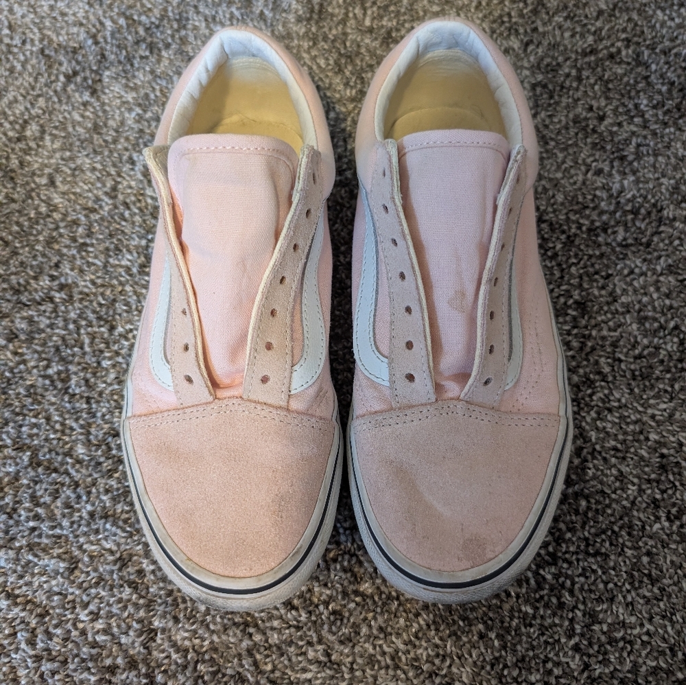 Girls Size 5 Youth Light Pink VANS No Laces Sneakers Shoes Skater